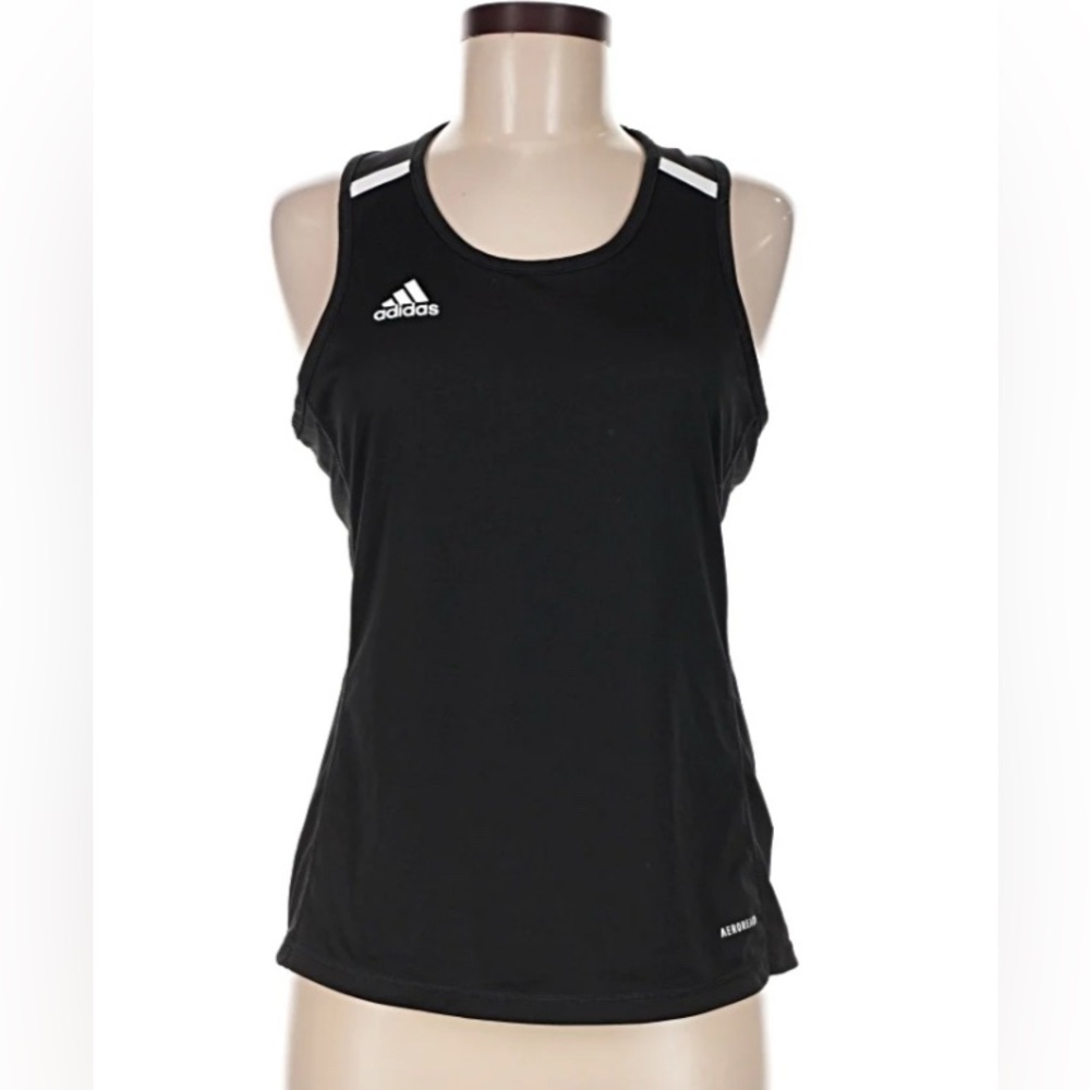 adidas Black Racerback Aeroready Tank Top with White Accents